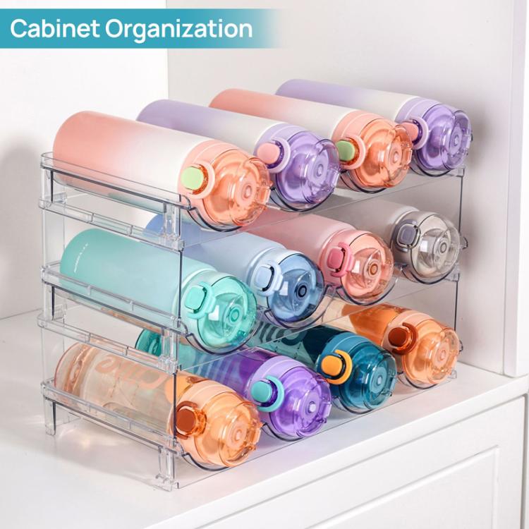 Household Wine Storage Rack Transparent Stackable Water Bottle Organizer, Style: 3-Unit