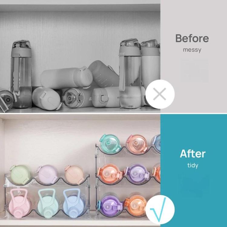 Household Wine Storage Rack Transparent Stackable Water Bottle Organizer, Style: 3-Unit