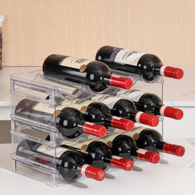 Household Wine Storage Rack Transparent Stackable Water Bottle Organizer, Style: 3-Unit