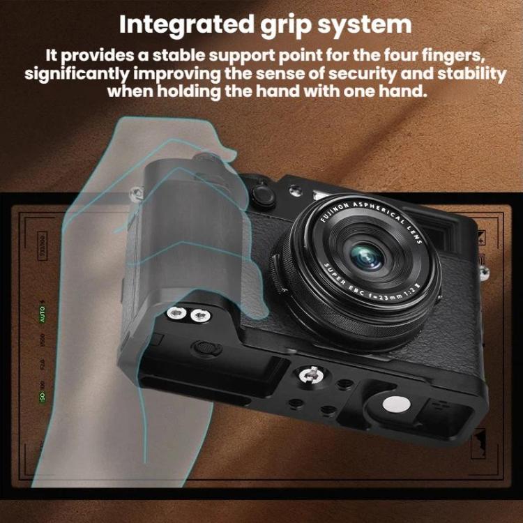 For Fujifilm X100VI Flymile Camera L-Shaped Handgrip With Cold Shoe Thumb Rest Bracket, Color: Black Ebony