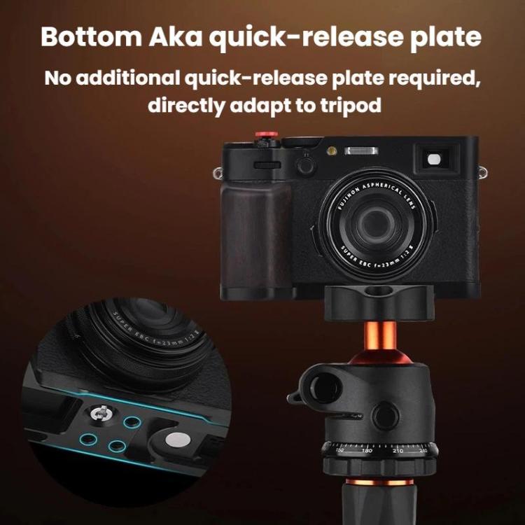 For Fujifilm X100VI Flymile Camera L-Shaped Handgrip With Cold Shoe Thumb Rest Bracket, Color: Silver Walnut