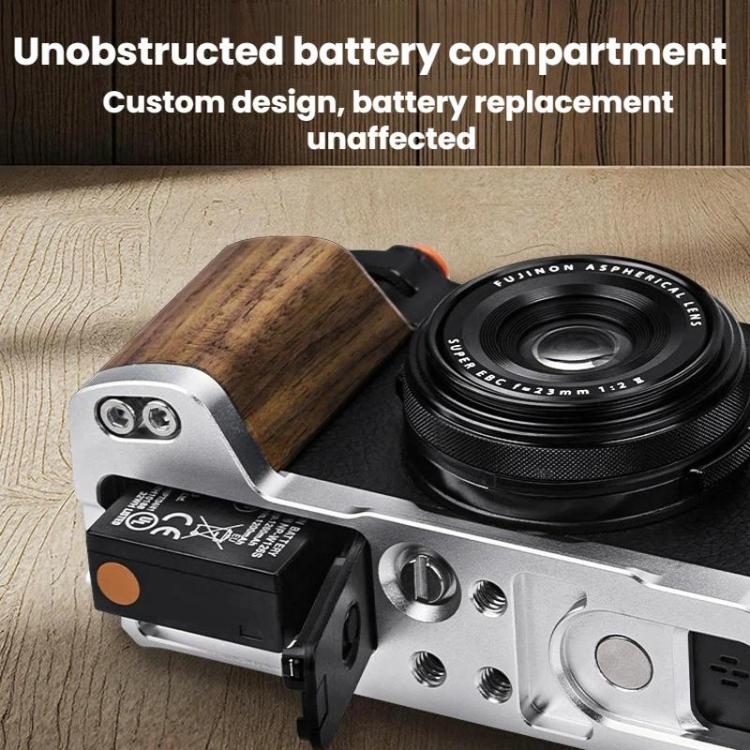 For Fujifilm X100VI Flymile Camera L-Shaped Handgrip With Cold Shoe Thumb Rest Bracket, Color: Silver Walnut