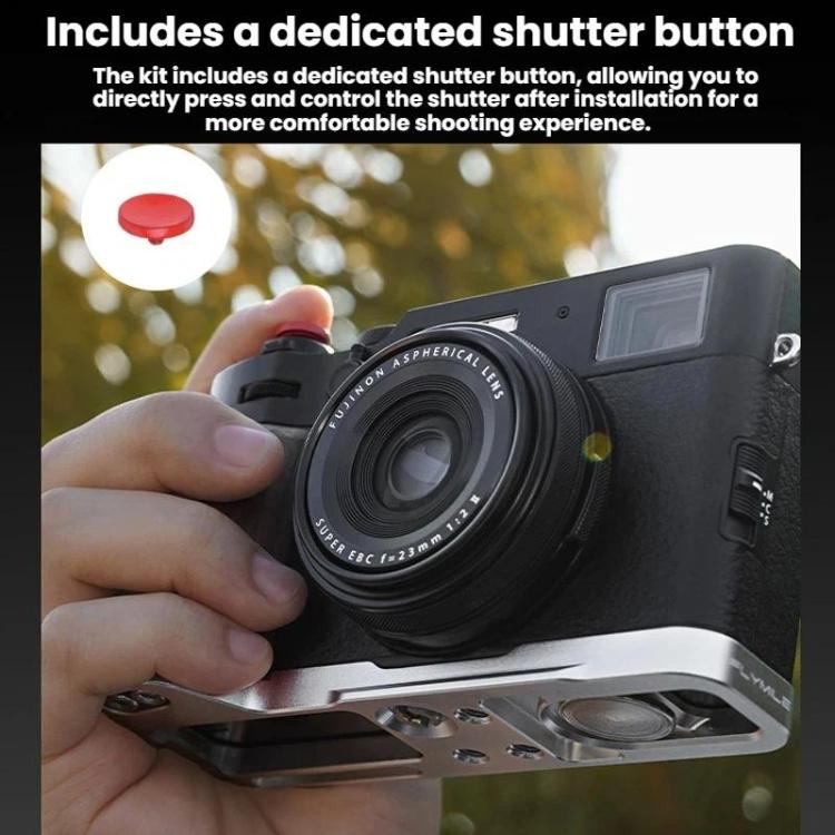 For Fujifilm X100VI Flymile Camera L-Shaped Handgrip With Cold Shoe Thumb Rest Bracket, Color: Silver Walnut