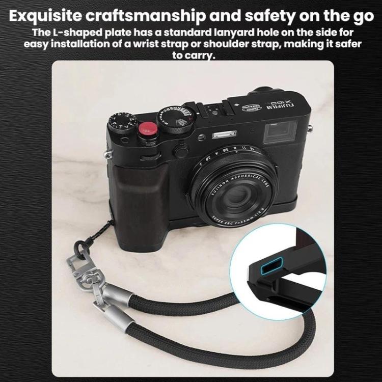 For Fujifilm X100VI Flymile Camera L-Shaped Handgrip With Cold Shoe Thumb Rest Bracket, Color: Black Ebony