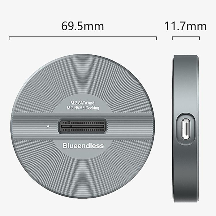 Blueendless SD03PA Aluminum Alloy SSD Enclosure M.2 NVMe / SATA Dual-Protocol Drive Bay - Gray
