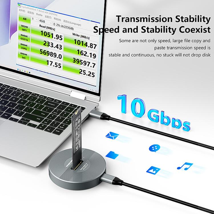 Blueendless SD03PA Aluminum Alloy SSD Enclosure M.2 NVMe / SATA Dual-Protocol Drive Bay - Gray