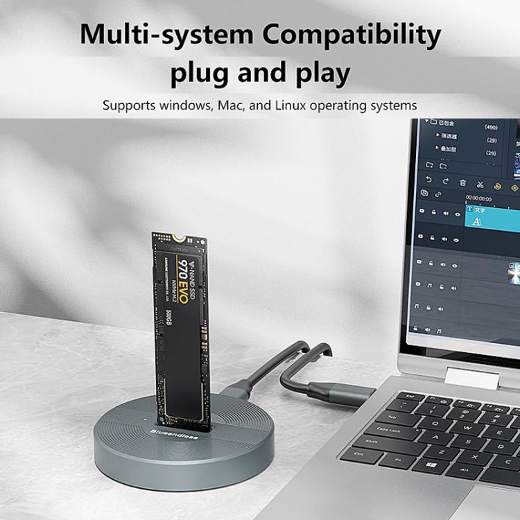 Blueendless SD03PA Aluminum Alloy SSD Enclosure M.2 NVMe / SATA Dual-Protocol Drive Bay - Gray