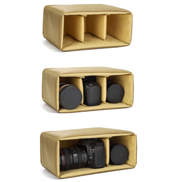Protective Camera Insert With Movable Dividers For DSLR/Mirrorless Cameras, Fits Into Backpacks & Messenger Bags - Brown