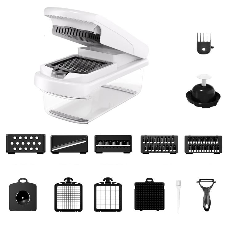 15 In 1 White Cover Multi-Function Vegetable Chopper Mandoline Slicer Upgrade Lock Design & Finger Guard