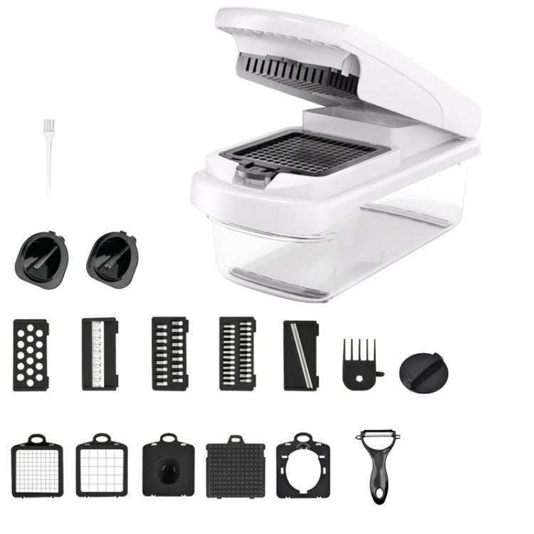 18 In 1 White Cover Multi-Function Vegetable Chopper Mandoline Slicer Upgrade Lock Design & Finger Guard