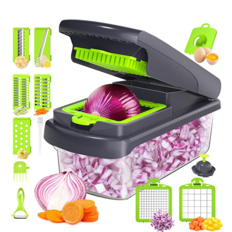 18 In 1 White Cover Multi-Function Vegetable Chopper Mandoline Slicer Upgrade Lock Design & Finger Guard