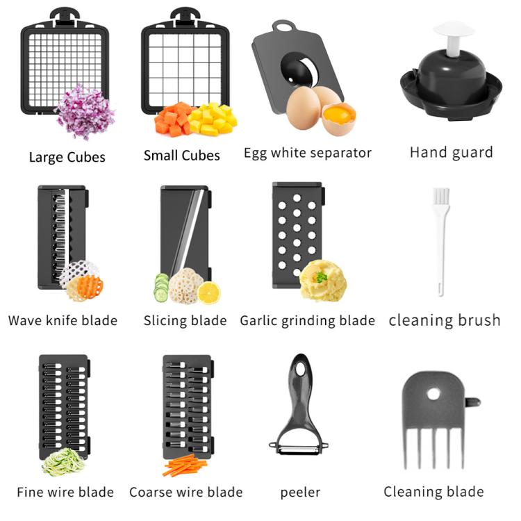 15 In 1 Black Cover Multi-Function Vegetable Chopper Mandoline Slicer Upgrade Lock Design & Finger Guard