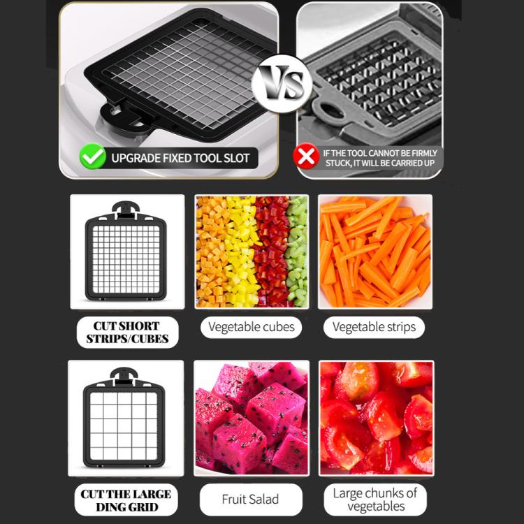 15 In 1 White Green Multi-Function Vegetable Chopper Mandoline Slicer Upgrade Lock Design & Finger Guard