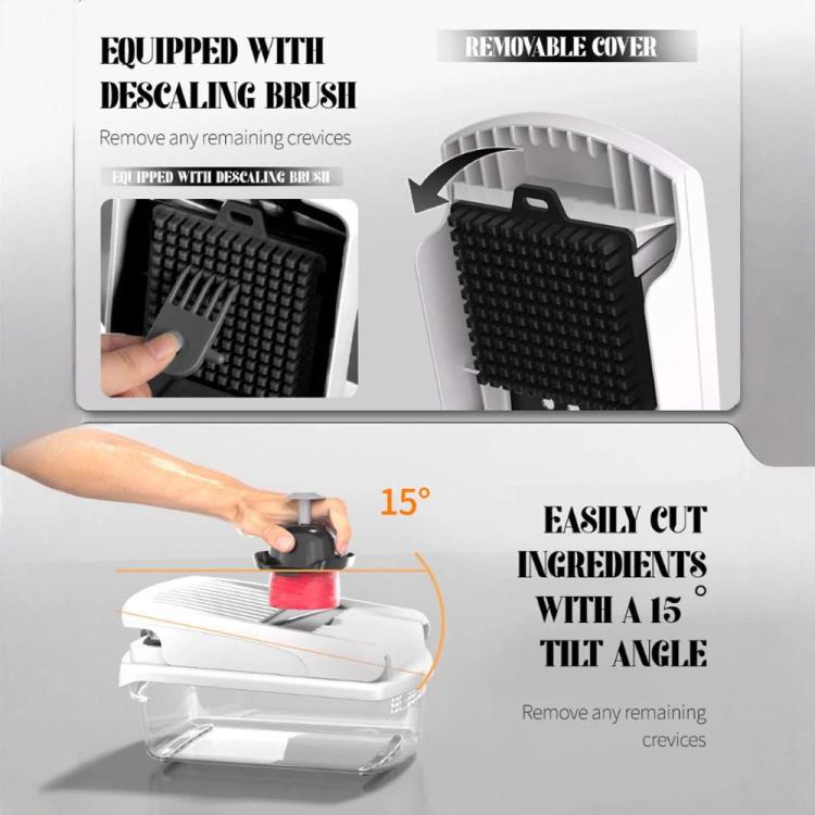 15 In 1 White Cover Multi-Function Vegetable Chopper Mandoline Slicer Upgrade Lock Design & Finger Guard