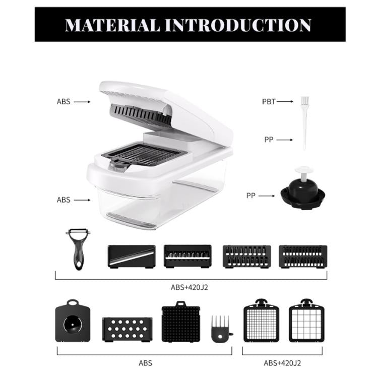 15 In 1 White Cover Multi-Function Vegetable Chopper Mandoline Slicer Upgrade Lock Design & Finger Guard