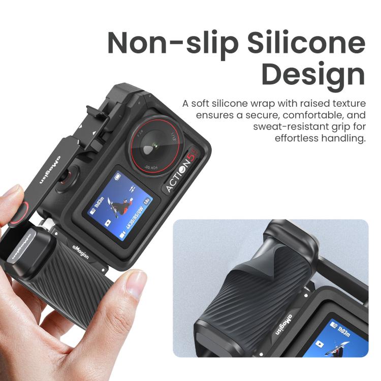 aMagisn Street Photography Handle Grip for DJI Action 5 Pro/Action 4/Action 3, Compatible with Original Camera Cage, Spec: Plastic Version