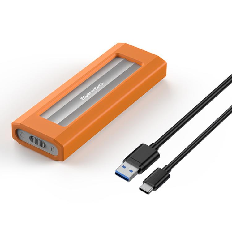 Blueendless 10Gbps M.2 SSD Enclosure External Type-C 3.2 Portable Hard Drive Case, Spec: NVMe Protocol With USB Cable Silver Orange