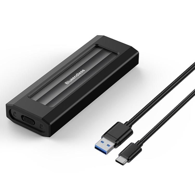 Blueendless 10Gbps M.2 SSD Enclosure External Type-C 3.2 Portable Hard Drive Case, Spec: SATA&NVMe Dual Protocol With USB Cable Black Gray