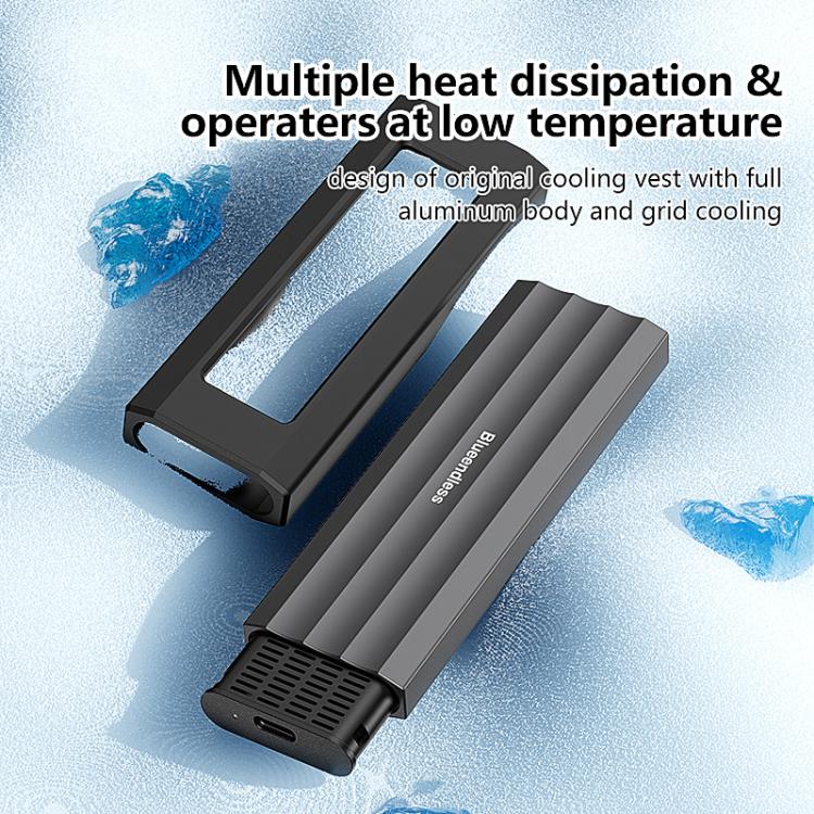 Blueendless 10Gbps M.2 SSD Enclosure External Type-C 3.2 Portable Hard Drive Case, Spec: NVMe Protocol With USB Cable Black Gray