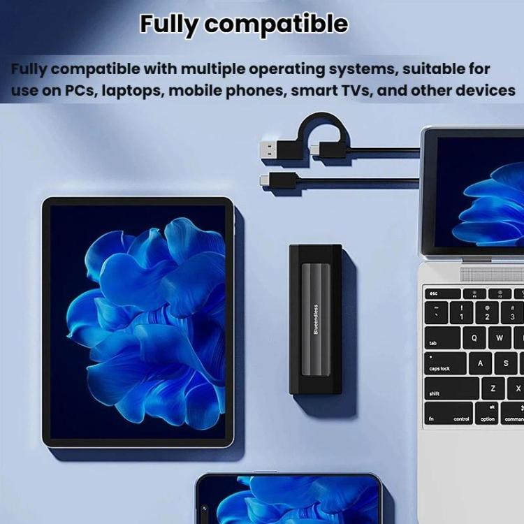 Blueendless 10Gbps M.2 SSD Enclosure External Type-C 3.2 Portable Hard Drive Case, Spec: SATA&NVMe Dual Protocol With USB Cable Black Gray