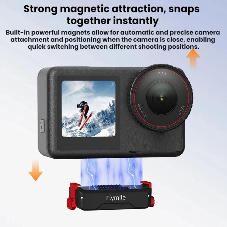 For DJI Osmo Action 3 / 4 / 5 Pro Flymile Magnetic Quick-Release Expansion Adapter Base - Black