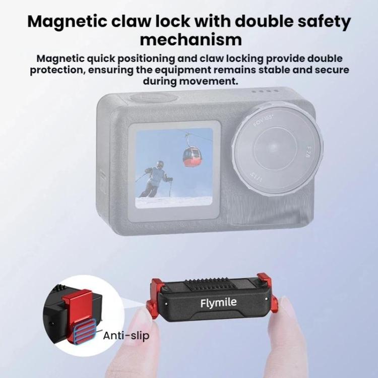 For DJI Osmo Action 3 / 4 / 5 Pro Flymile Magnetic Quick-Release Expansion Adapter Base - Black