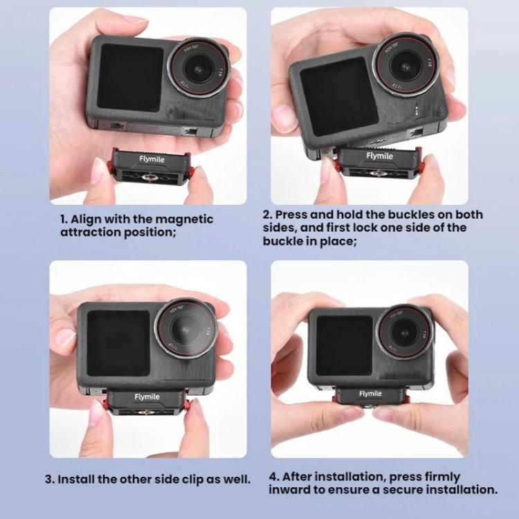 For DJI Osmo Action 3 / 4 / 5 Pro Flymile Magnetic Quick-Release Expansion Adapter Base - Black