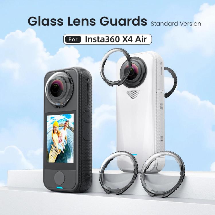For Insta360 X4 Air AMagisn Standard Lens Guards Snap-On Protective Glass Lens Protector Replacement Accessory - Clear
