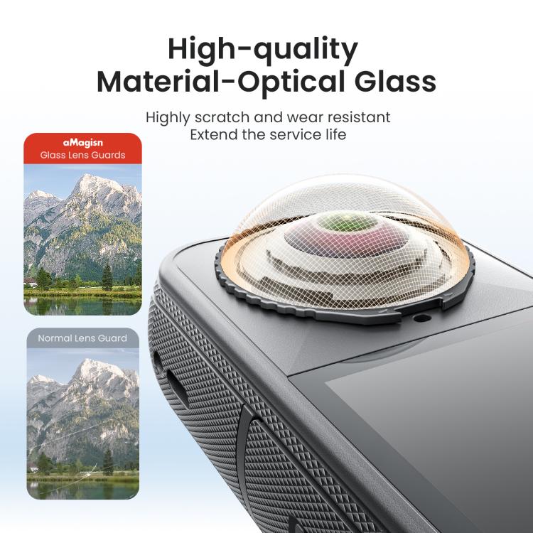 For Insta360 X4 Air AMagisn Standard Lens Guards Snap-On Protective Glass Lens Protector Replacement Accessory - Clear