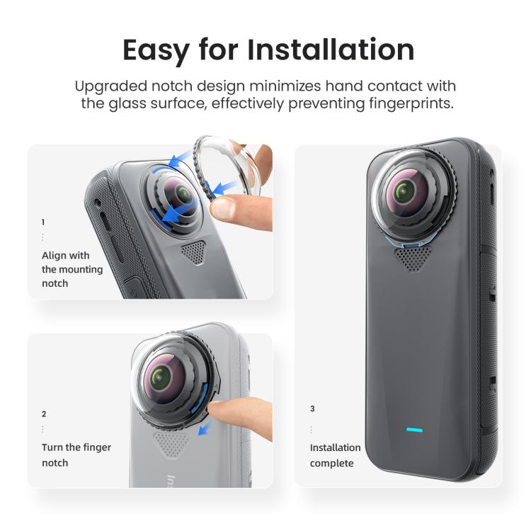 For Insta360 X4 Air AMagisn Standard Lens Guards Snap-On Protective Glass Lens Protector Replacement Accessory - Clear