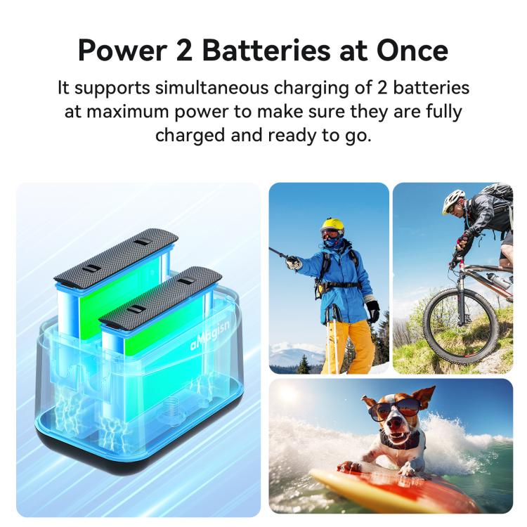 For Insta360 X4 Air AMagisn Dual Battery Charging Dock Rapid Fast Charger Station For 2 Batteries Simultaneously With LED Indicator - Black