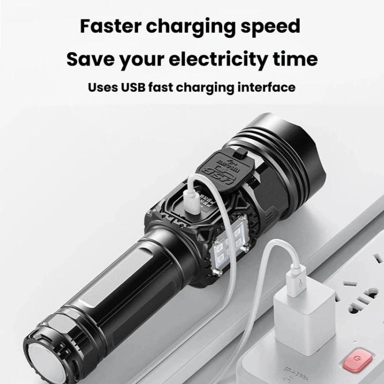 SMILING SHARK High-Brightness Flashlight With Power Display Outdoor Long-Range Spotlight, Spec: COB Side Light