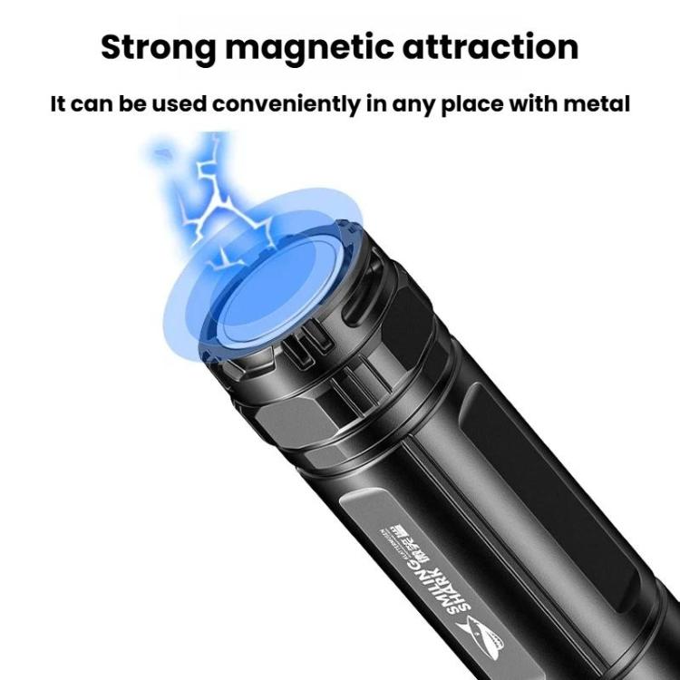 SMILING SHARK High-Brightness Flashlight With Power Display Outdoor Long-Range Spotlight, Spec: Rainbow Side Light