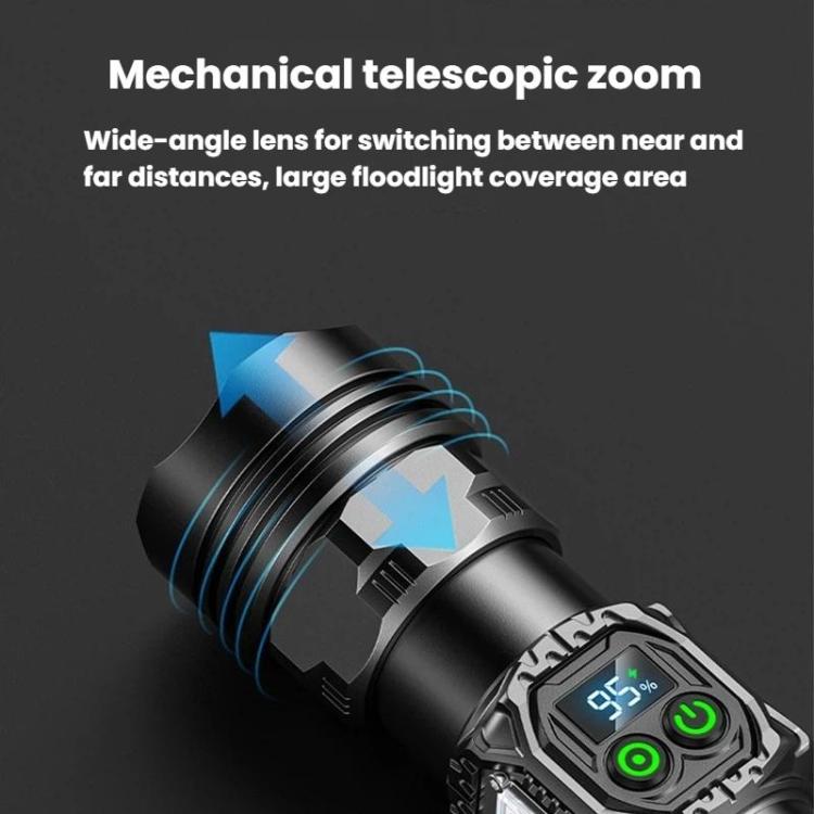SMILING SHARK High-Brightness Flashlight With Power Display Outdoor Long-Range Spotlight, Spec: Rainbow Side Light