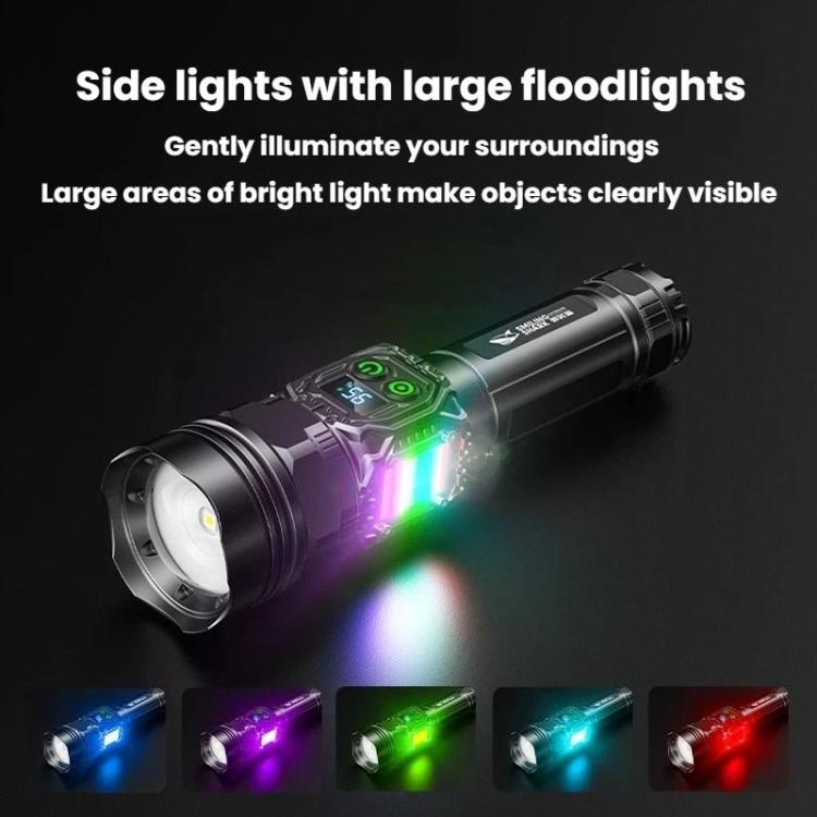 SMILING SHARK High-Brightness Flashlight With Power Display Outdoor Long-Range Spotlight, Spec: COB Side Light