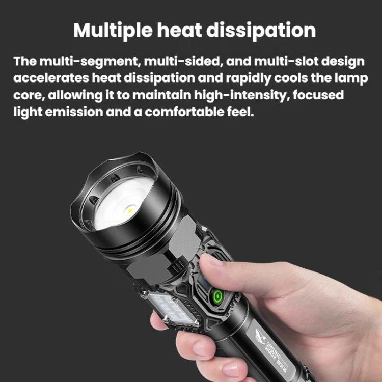 SMILING SHARK High-Brightness Flashlight With Power Display Outdoor Long-Range Spotlight, Spec: COB Side Light