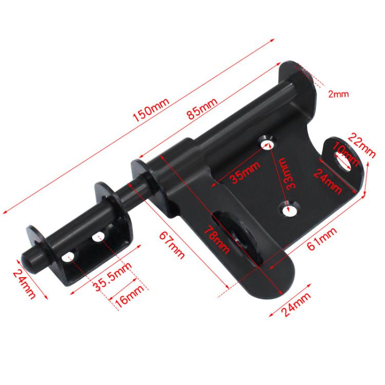 Surface-Mounted Stainless Steel Anti-Theft Door Bolt, Specification: 6-inch Glossy Black