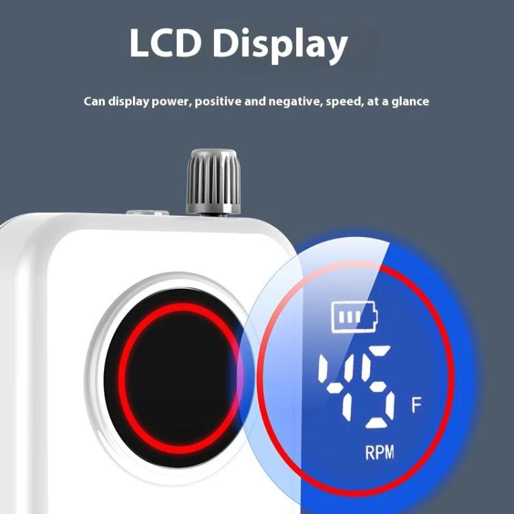 BLUEQUE Low Noise Rechargeable Nail Grinder Portable Display Electric Nail Remover Grinder - White