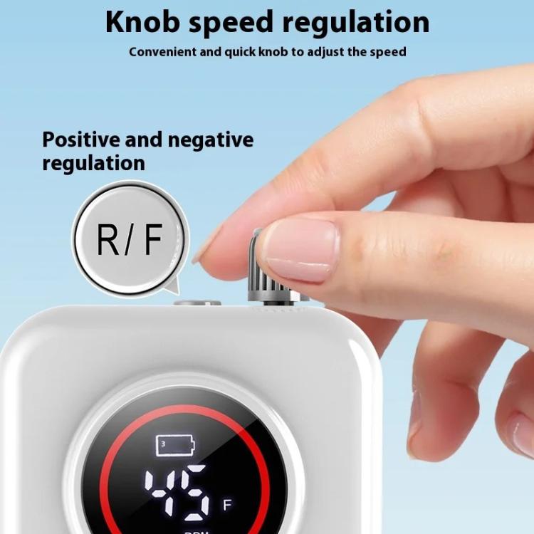 BLUEQUE Low Noise Rechargeable Nail Grinder Portable Display Electric Nail Remover Grinder - White
