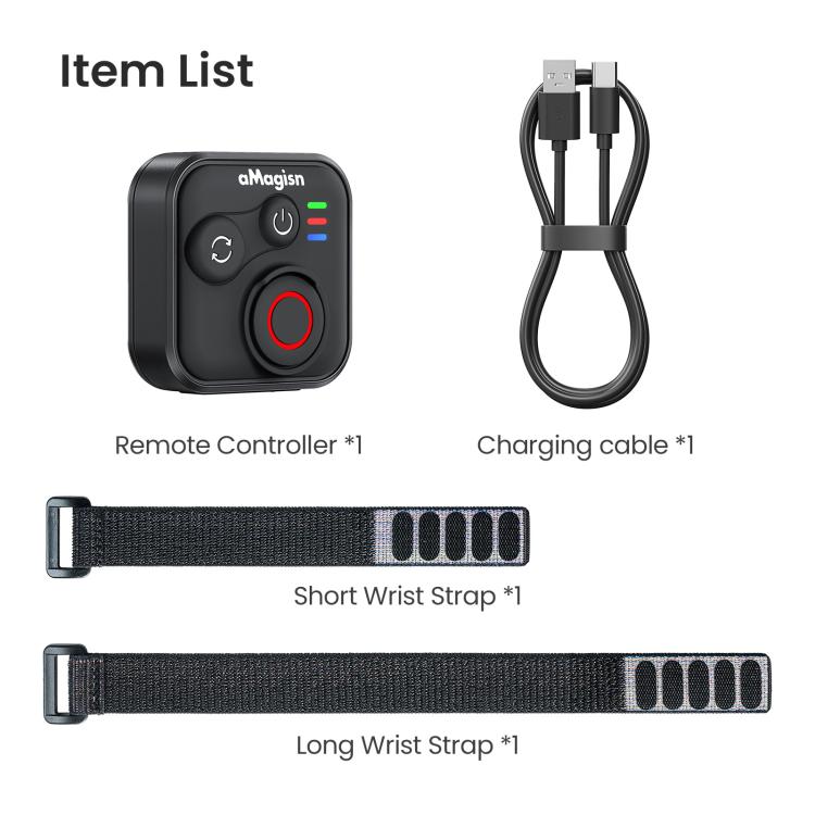 aMagisn Bluetooth Remote Shutter for DJI Osmo Action 6/Action 5 Pro/Action 4/Osmo 360 - Black