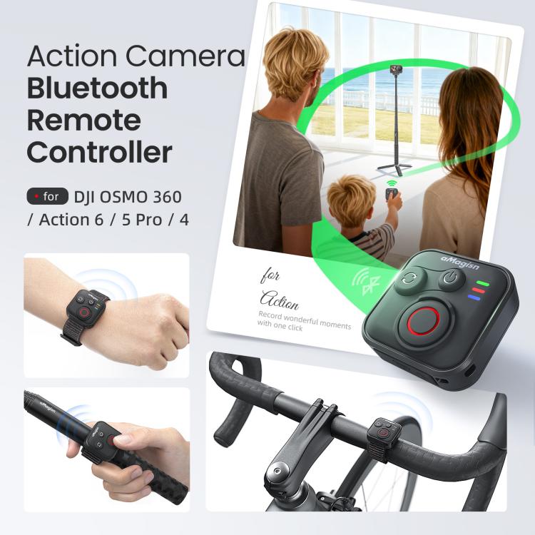 aMagisn Bluetooth Remote Shutter for DJI Osmo Action 6/Action 5 Pro/Action 4/Osmo 360 - Black