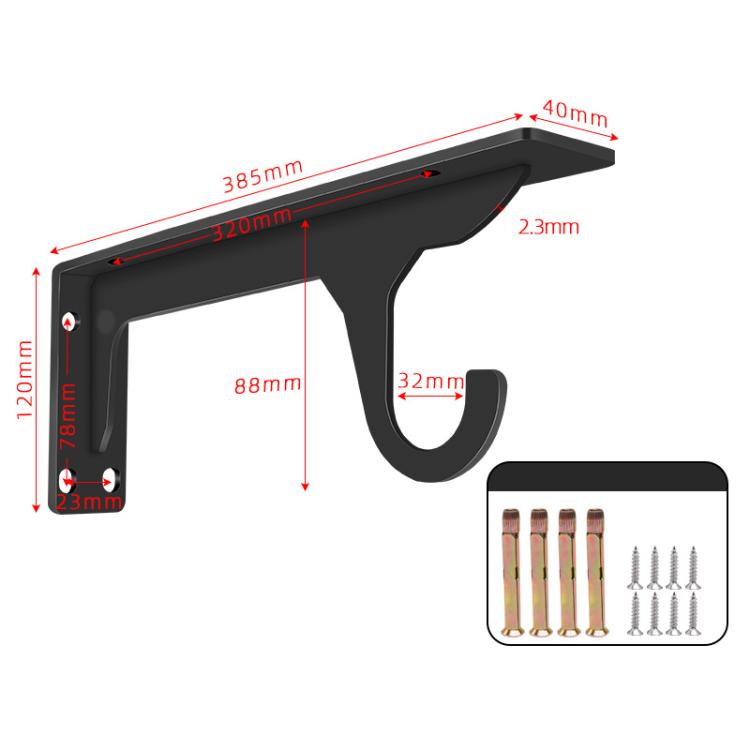 2pcs Thickened Heavy-Duty Shelving Bracket Triangular Wall-Mounted Support Bracket, Size: 16 inch Black