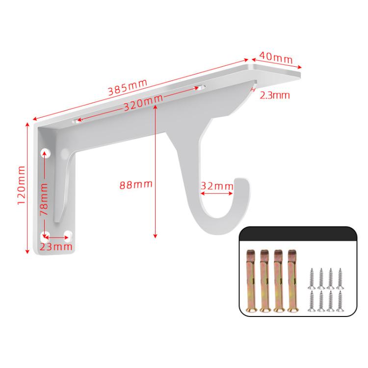 2pcs Thickened Heavy-Duty Shelving Bracket Triangular Wall-Mounted Support Bracket, Size: 16 inch White