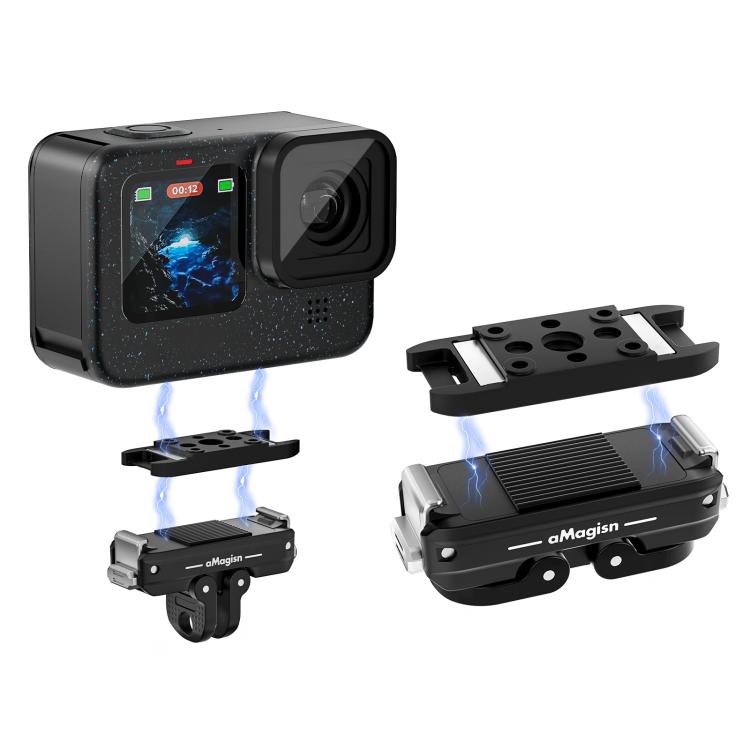 aMagisn Metal Magnetic Quick Release Kit For GoPro HERO12 Black /11 Black /11 Black mini /10 Black /9 Black /8 Black / Max - Black