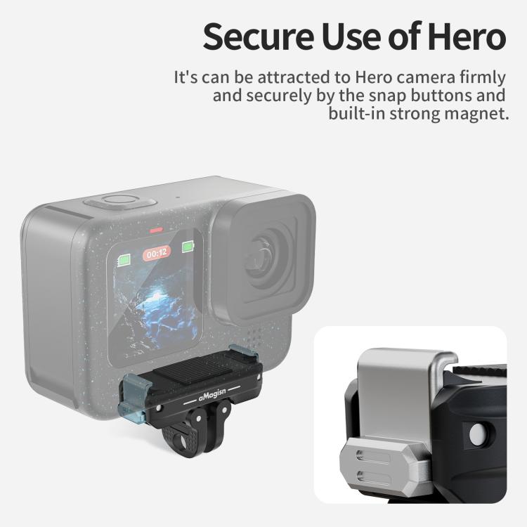 aMagisn Metal Magnetic Quick Release Kit For GoPro HERO12 Black /11 Black /11 Black mini /10 Black /9 Black /8 Black / Max - Black