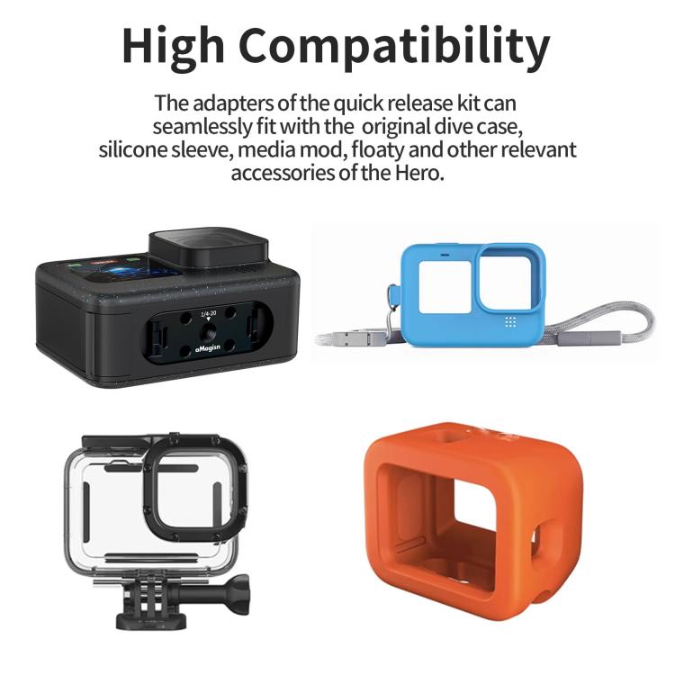 aMagisn Metal Magnetic Quick Release Kit For GoPro HERO12 Black /11 Black /11 Black mini /10 Black /9 Black /8 Black / Max - Black