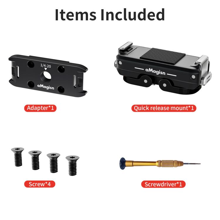 aMagisn Metal Magnetic Quick Release Kit For GoPro HERO12 Black /11 Black /11 Black mini /10 Black /9 Black /8 Black / Max - Black