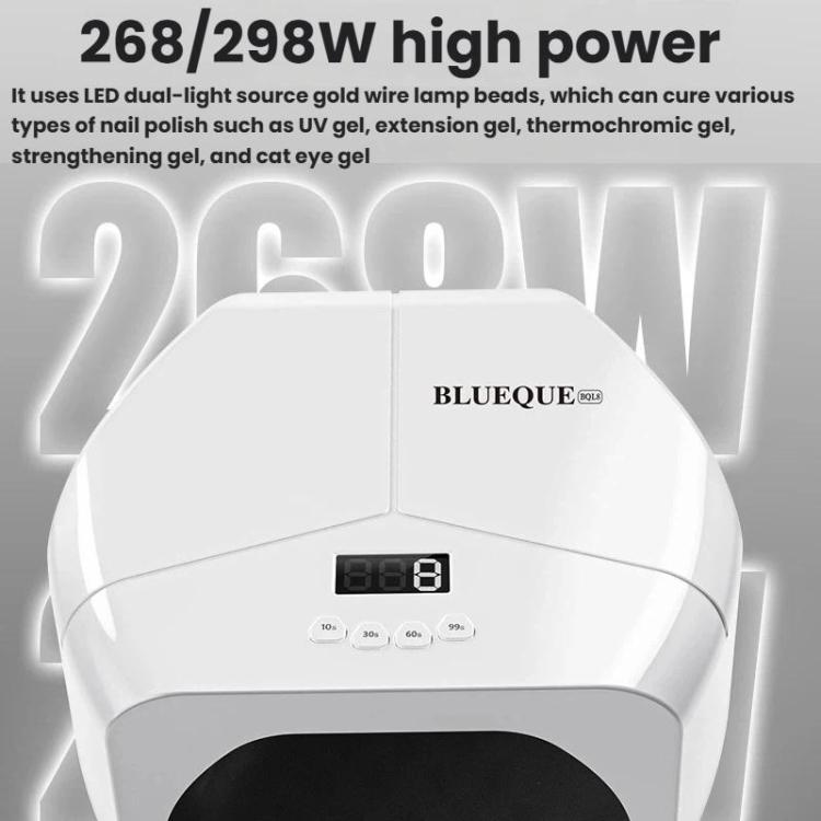 BLUEQUE L8 High Power Dual-LED Nail Lamp Nail Polish Gel Curing Light Therapy Machine, Spec: 72 Beads US Plug