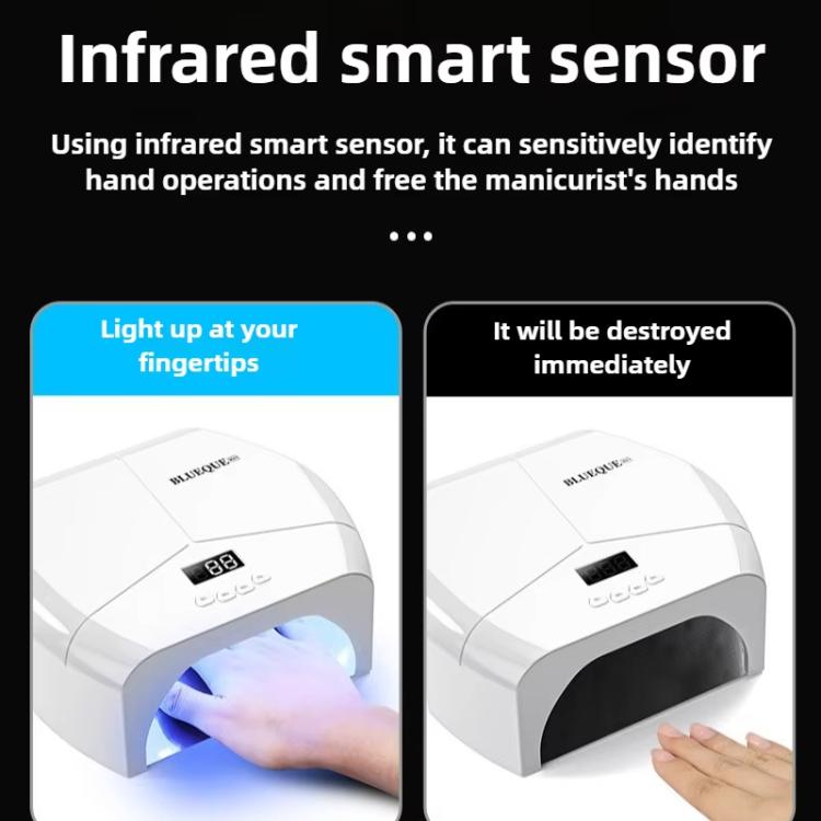 BLUEQUE L8 High Power Dual-LED Nail Lamp Nail Polish Gel Curing Light Therapy Machine, Spec: 72 Beads US Plug