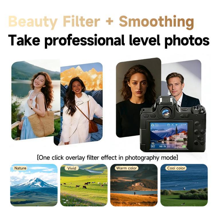 HD Retro Digital Camcorder Camera Portable Micro DSLR Camera, Model: DC101 + Microphone + Fill Light